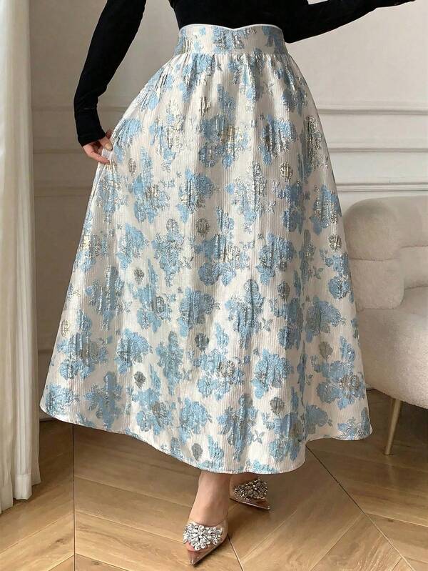 Celisse 优雅女士欧根纱提花半身裙