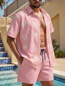 Manfinity Swimmode 男士沙滩套装 - 粉色 - 查看 2