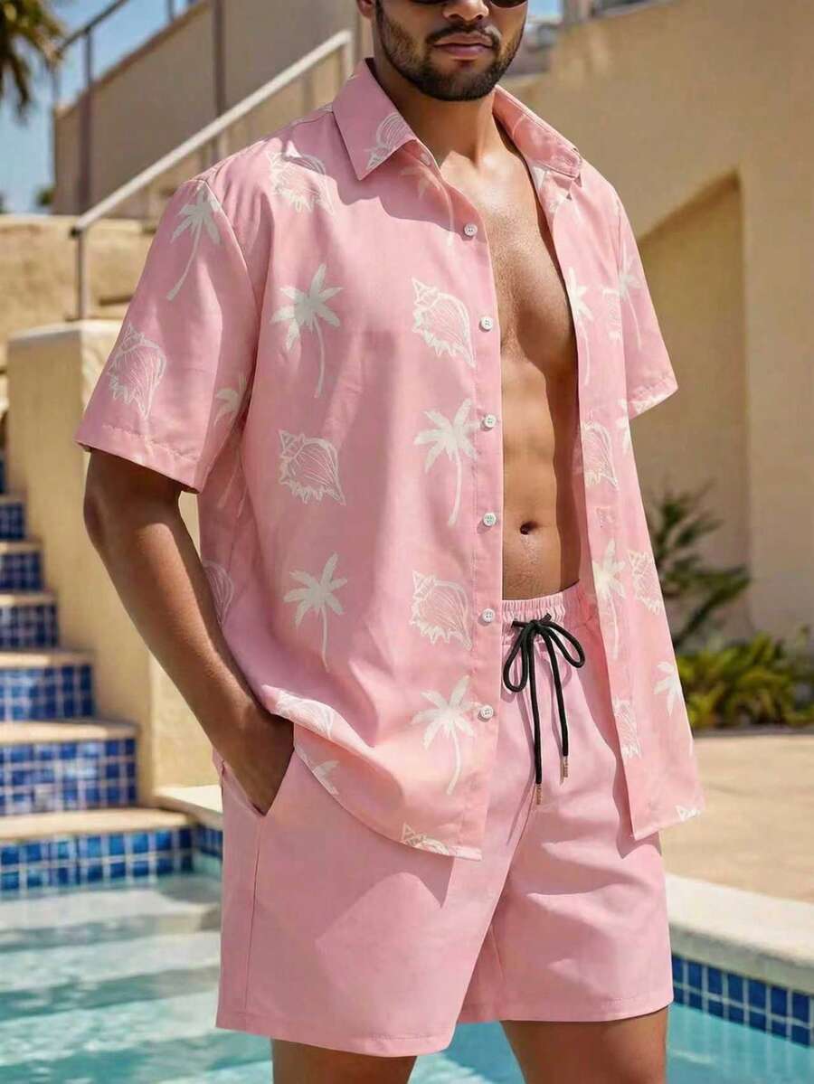 Manfinity Swimmode 男士沙滩套装 - 粉色 - 查看 1