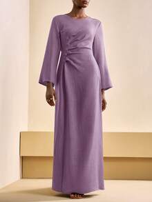 Zivah Autumn Women's Deep Purple Maxi Dress,Long Sleeve Elegant Old Money Style Boho Commuter Brunch Dress For Wedding Guest,Party,Music Festival,Airport - Purple - View 5