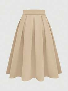 Women's Casual Pleated Skirt, Versatile For Spring & Autumn - Apricot - View 2