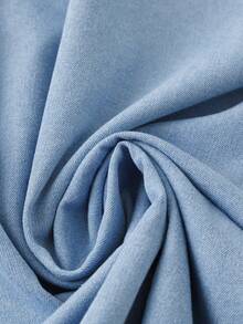 EMERY ROSE Mature Denim Water-Soluble Lace Pocket Patchwork Denim Dress, Wash Beach - Blue - View 9