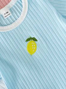 SHEIN Vintaside Kids 4pcs Baby Girl Casual Versatile Cute Embroidered Short Sleeve Tops - Multicolor - View 4