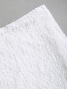 Sweetra Chân váy maxi bất đối xứng phối ren mới - trắng - Xem 4