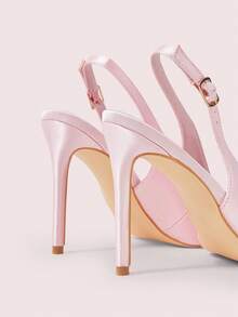 CUCCOO DOLLMOD 新款方头粉色蝴蝶结芭蕾舞鞋，细高跟，优雅学院风，约会装 - 粉色 - 查看 4