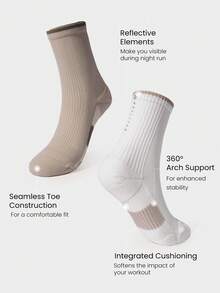 GLOWMODE 3 双装，助你步履轻盈，吸汗速干，足弓支撑，反光无缝踝袜，跑步、慢跑、训练、网球、日常运动服 - 彩色 - 查看 4