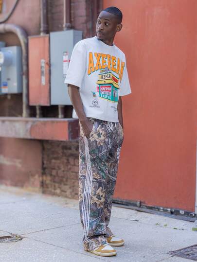 BelSigned BelSigned Pantalones deportivos sueltos de estilo casual con estampado de ramas e cordón en la cintura, estilo INS, adecuados para salidas diarias, regalo para novios, para rave