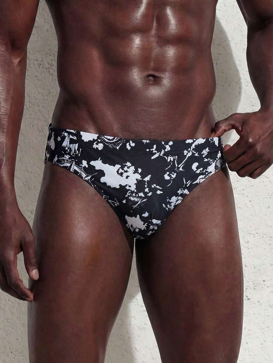 Manfinity Swimmode Bañadores casuales de playa con estampado total para hombres - Multicolor - Ver 1