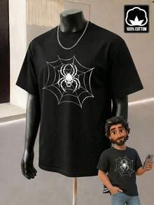 Manfinity Homme 男士蜘蛛印花短袖睡衣上衣 - 黑色 - 查看 1