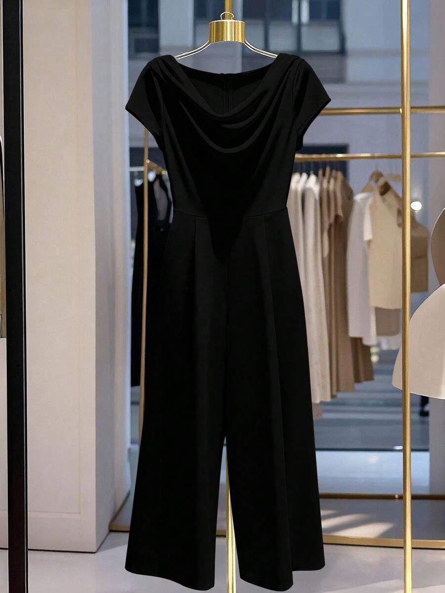 GlowEve CURVE White Elegant Commuter Comfortable Plus Size Jumpsuit - Black - View 1