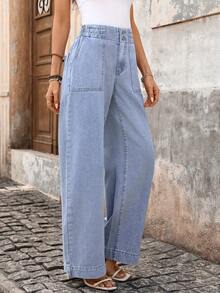 Breezaya Women's Casual Washed Straight-Leg Jeans - Blue - View 3