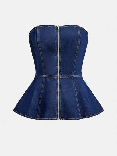 Maija 女士休闲百搭拉链短款牛仔上衣，适合约会和外出穿着