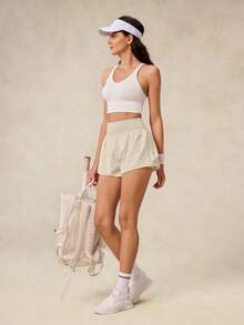 OutZeal Gym Shorts Women Sports Pink Shorts Solid Color Summer Spring Workout Breathable Stretch High Waist Built-In Shorts Ruffled Hem Design Active Bottoms - Apricot - View 10