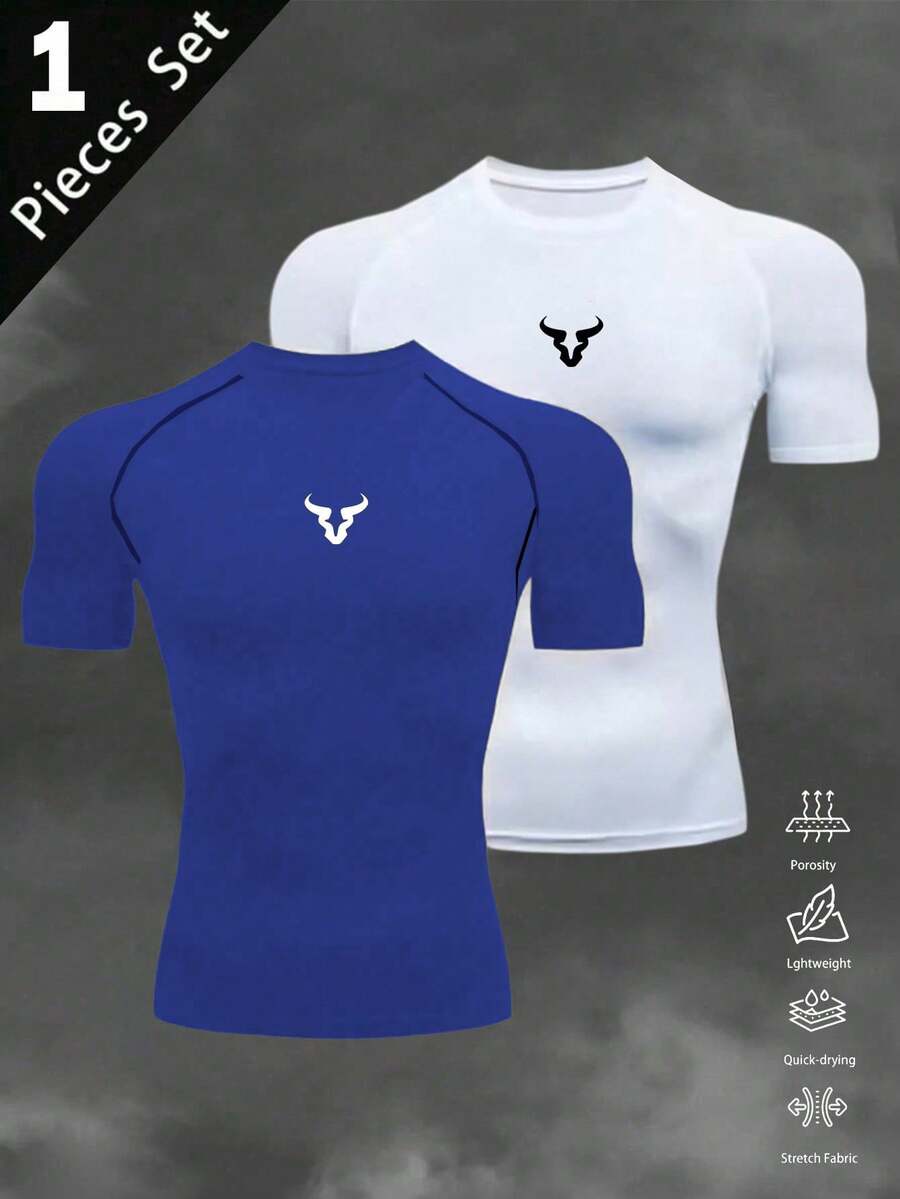 Manfinity Sport Corelite Men's Slim Fit Crew Neck Short Sleeve Athletic T-Shirt - Royal Blue - View 1