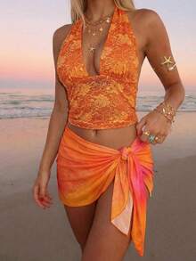 Sundraya 女士夏季 Y2K 仿蕾丝吊带背心，无袖，深 V 领，露背，修身剪裁，街头风格，非常适合夏季海岛度假、派对和音乐节。 - 彩色 - 查看 1