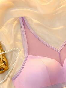 DelicateAllure 无钢圈曲线文胸，简约设计，加大码，薰衣草色 - 紫色 - 查看 4
