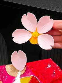 一套樱花花瓣封口夹，5个夹子，适用于零食、面包等食品 | 包装袋密封 | 塑料袋夹 | 装饰磁铁，趣味3D花朵磁铁，适用于办公室、厨房、储物柜 | 厨房小工具 | 家居收纳整理 - 粉色 - 查看 7