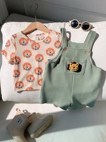 男宝宝度假可爱树叶印花短袖衬衫和松紧腰短裤套装 - 彩色 - 查看 7