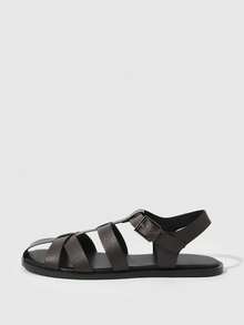 HighSole Women's Casual Round Toe Flat Sandals, Simple Style Deep Brown Color, Soft & Comfortable, Suitable For Outdoor Travel, Beach, Daily Commute, Spring/Summer - Brown - View 2