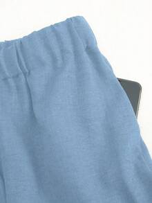 Franclia 女士休闲度假套装，圆领露背扎染印花上衣搭配扎染短裤，春夏款 - 藍色 - 查看 8