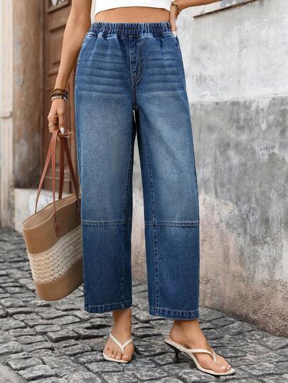 Breezaya Women's Vacation Casual Washed Denim Jeans