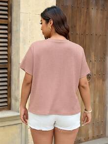 SHEIN Frenchy Áo thun mùa hè cỡ lớn kiểu dáng thường ngày với nơ trang trí và đường xẻ bên hông. - Hồng - Xem 2