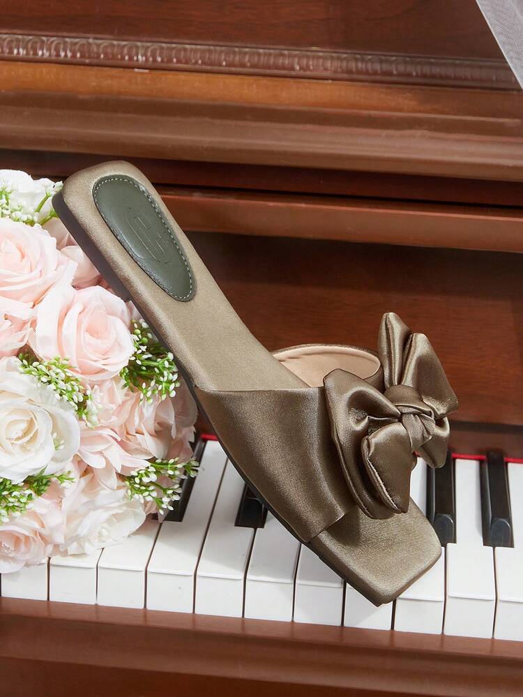 CUCCOO HITCHD Bow Simple Versatile Temperament Comfortable Fashion Generous Commuter Holiday Beach Flat Sandals Summer Shoes Wedding Shoes Bride Shoes
