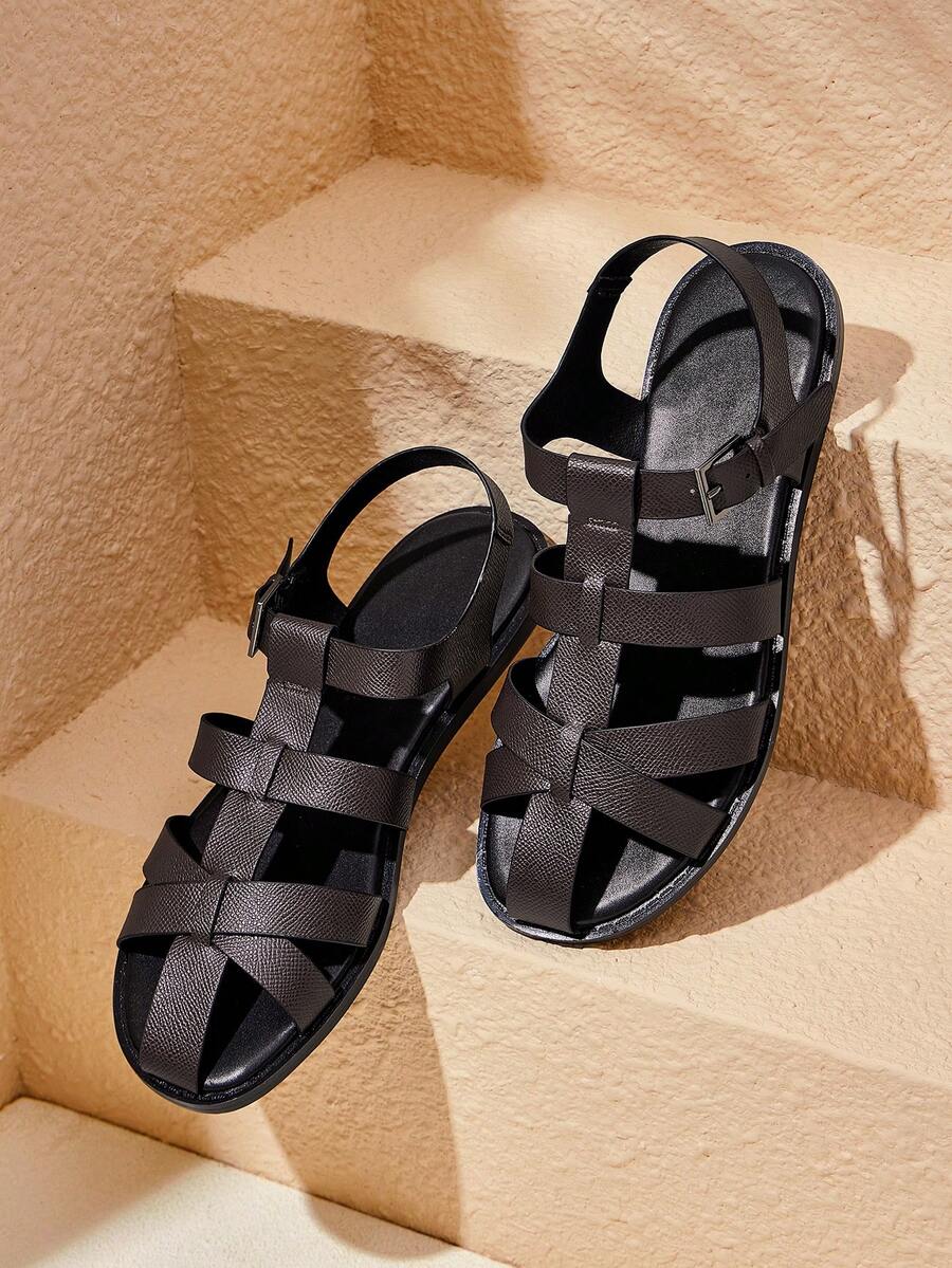 HighSole Women's Casual Round Toe Flat Sandals, Simple Style Deep Brown Color, Soft & Comfortable, Suitable For Outdoor Travel, Beach, Daily Commute, Spring/Summer - Brown - View 1