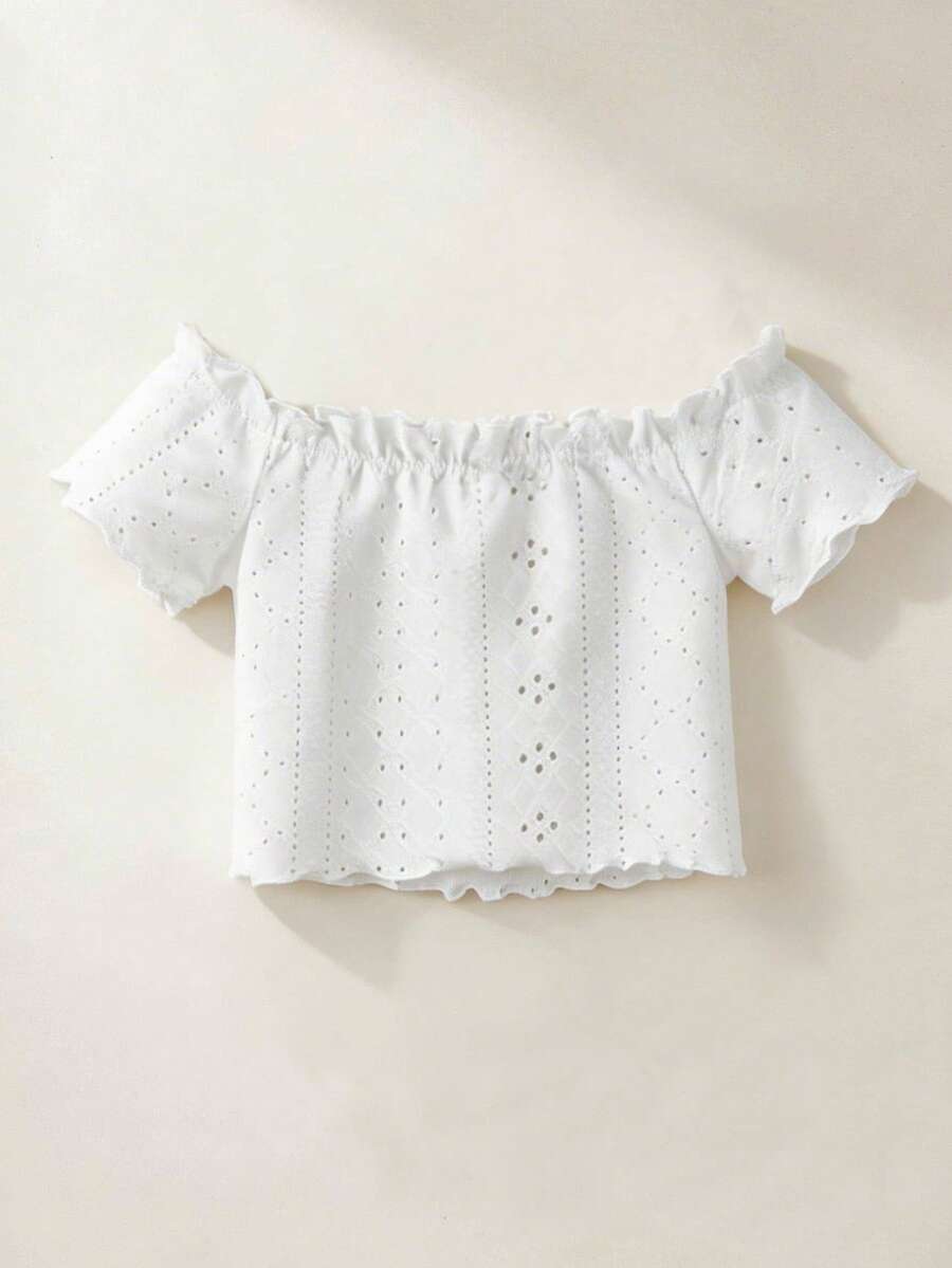 Maija Kids Maija Kids 女童露肩荷葉邊雪紡上衣 - 白色 - 查看 1