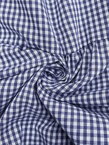 SHEIN Đầm bầu kẻ caro dáng rộng, hở lưng, thắt dây, thích hợp cho mùa hè - Màu xanh lam - Xem 3