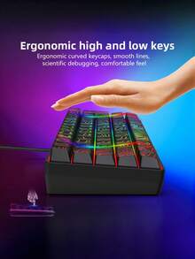 Teckwe 1 Wired 61 Key Mechanical Keyboard Shell, Fast Response, High Sensitivity, Comfortable Typing Operation, Smooth Typing Operation, Anti Ghosting, Compact Size, Suitable For Office Work Games, PC Laptops, Desktops, General Daily Business Learning, Home Entertainment, Fashion Games, Essential Tools - View 3