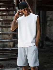 Major Grit Men's Casual Street Style Tank Top And Shorts Set Muscle Tee For Men Mens 2 Piece Outfits Summer Men Clothes Men Two Piece Outfit Men Coords Outfit - White - View 4