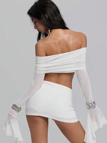 TypaGal Y2K Sexy Summer White Stylish Chic Bold Modern Women's Fashion Carnival Party Beach Vacation Street Casual  Women's Summer Fashion Low Waist Mini Skirt - White - View 3