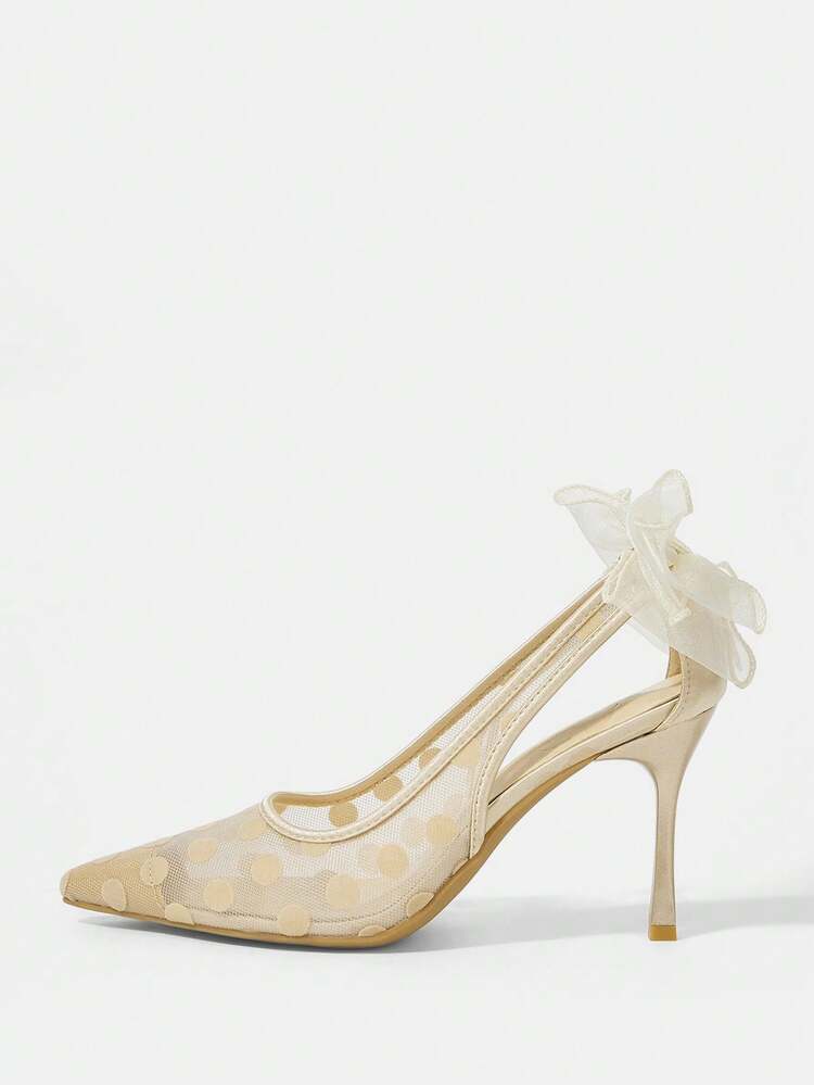 CUCCOO HITCHD Women's Fashion Pointed Crystal/Rhinestone Gold Powder Mesh Stitching Party Dinner Stiletto High Heels Shoes