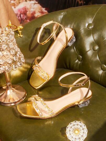 CUCCOO TILAWA Giày sandal cao gót thời trang nữ đính đá pha lê lấp lánh, thích hợp cho các sự kiện ngoài trời và tiệc tùng, giày mùa xuân, giày dự tiệc lễ Phục sinh và dạ hội.