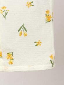 SHEIN 2pcs Young Girls Floral Print Ruffle Strap Top And Elastic Waist Wide Leg Pants Set, Suitable For Casual, Beach, Party, Summer Kids Summer Outfits For Girls Young Girls Clothing Sets Yellow Pajamas Kids Clothes For Girl Spring Clothes For Girls Kids Coords For Girls Girls Spring Clothes - White - View 7