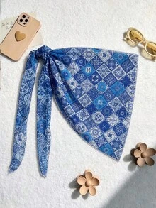 Elavelle 女士随机印花系带罩衫，春夏款 - 彩色 - 查看 4