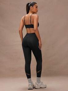 Lumalex Contrast Mesh Sports Leggings Yoga Women Pants - Black - View 2