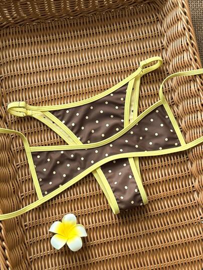 Swim SXY Women's Summer Beach Polka Dot Casual Bikini And Triangle Briefs Swimsuit Set