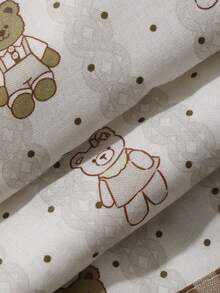 DAZY 男童卡通熊波点印花短袖纽扣上衣和裤子睡衣套装 - 卡其色 - 查看 7