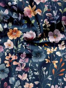 EMERY ROSE Women's V-Neck Floral Print Shirt, Casual Minimalist Suitable For Daily Wear In Summer - Multicolor - View 3