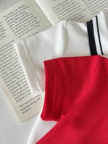 SHEIN Playful Pals 2 Pack Baby Boy Clothes,Toddler Little Kids Horse Embroidery Red And White Stripe Collar Polo Shirts,Summer Casual Page Boy Back-To-School Tops Set - Multicolor - View 5