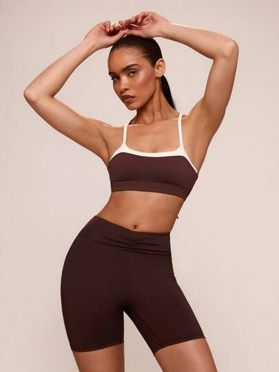 SHEIN BAE Women's Patchwork Casual Daily Fitness Sports Bra