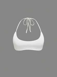 Sweetra Áo tắm nữ kiểu dáng thể thao giản dị, gợi cảm, tối giản, dây mảnh, buộc dây. - Xám - Xem 17