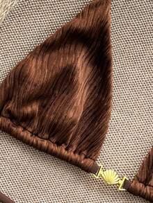 Swim Chiccia 2026新款女士沙滩装，时尚撞色豹纹印花，可爱金属贝壳装饰，系带露背吊带比基尼两件套，适合夏季海滩度假和夜间海滩派对。 - 棕色 - 查看 6