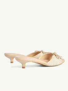 CUCCOO CHICEST Women Shoes Apricot PU Bow Design Elements Fashionable And Comfortable Spring And Summer Vacation Kitten And Sandals Summer Shoes - apricot PU - View 3