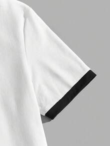 Manfinity Joysei Camiseta casual de manga corta y cuello redondo con estampado de tortuga, ajuste estándar para hombres - Blanco y Negro - Ver 5