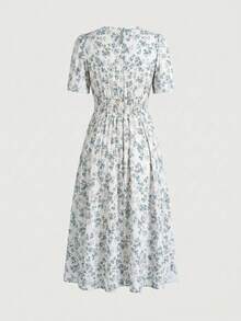 Women Midi Dresses - Blue and White - View 2