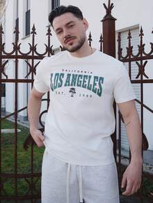 LEOGASHI LEOGASHI 男士字母印花T恤，适合夏季 - 白色 - 查看 4