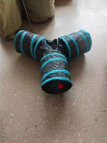 1个可折叠猫隧道，室内猫隧道，猫咪游戏隧道，互动玩具迷宫猫屋，猫咪游戏，小猫，小狗，兔子（粉色和黑色） - 黑色 - 查看 3